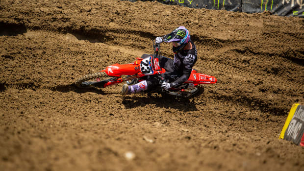 Unless he is hit by misfortune in Saturday's season finale at Salt Lake City, Chase Sexton will be crowned the 2023 Supercross champion. Photo courtesy Feld Motor Sports.