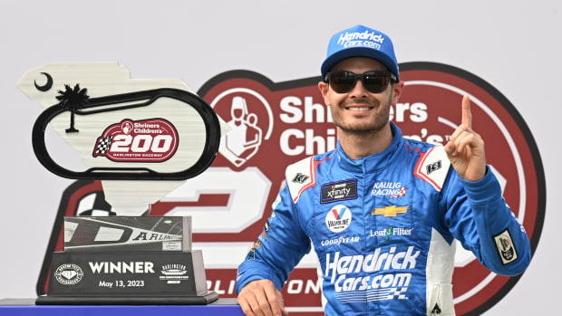 Kyle Larson wins Saturday's Xfinity Series Shriners Children's 200 at Darlington Raceway. (Photo by Logan Riely/Getty Images)