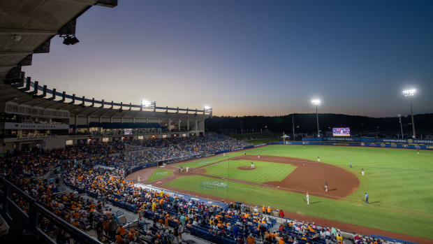 May 26, 2022; Hoover, AL, USA; Fans fill the Hoover Met stadium for the SEC Tournament game between the University of Tennessee and Vanderbilt University in Hoover, Ala., Thursday. Mandatory Credit: Gary Cosby Jr.-The Tuscaloosa News Sports Sec Baseball Tournament Vanderbilt Vs Tennessee