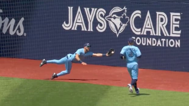 Kevin Kiermaier makes a diving catch