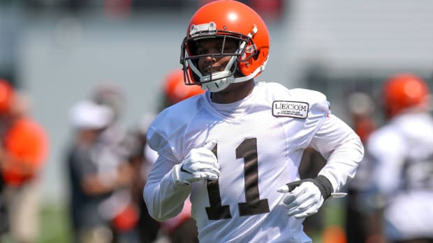 BEREA, OH - JULY 25: Cleveland Browns wide receiver Antonio Callaway (11) participates in drills during the Cleveland Browns Training Camp on July 25, 2019, at the at the Cleveland Browns Training Facility in Berea, Ohio. (Photo by Frank Jansky/Icon Sportswire) NFL, American Football Herren, USA JUL 25 Browns Training Camp PUBLICATIONxINxGERxSUIxAUTxHUNxRUSxSWExNORxDENxONLY Icon190725050