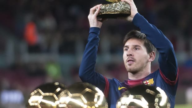 Leo Messi con Balón de Oro en 2013