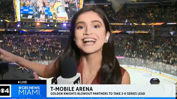 A Reporter Stiffed-Armed An Unruly NHL Fan To Keep Him Out of Her Live Shot and Everyone Loved It