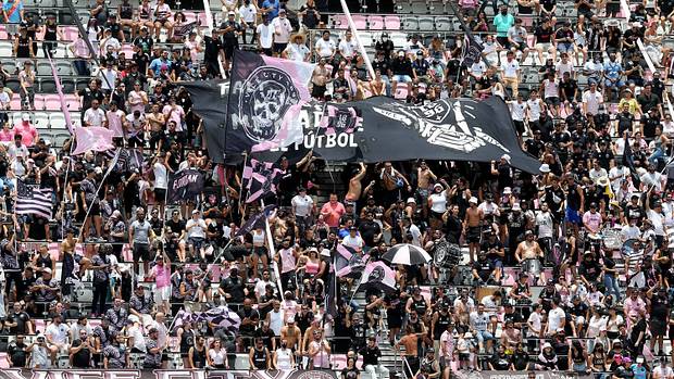 Inter Miami fans pictured at DRV PNK Stadium during an MLS game in 2021