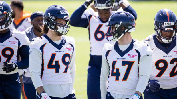 Denver Broncos linebackers Alex Singleton and Josey Jewell.