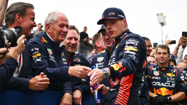 Max Verstappen - Helmut Marko - Christian Horner - Red Bull