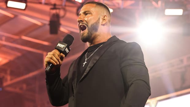 Bron Breakker delivers a promo on NXT
