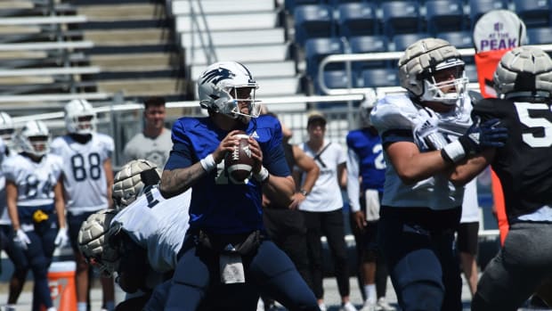 Nevada football plays in the Battle Born Showdown spring game at Mackay Stadium on April 22, 2023