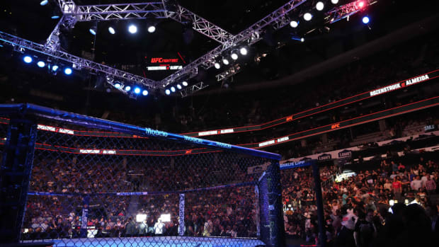A look at the UFC Octagon for a Fight Night show headlined by two heavyweights.