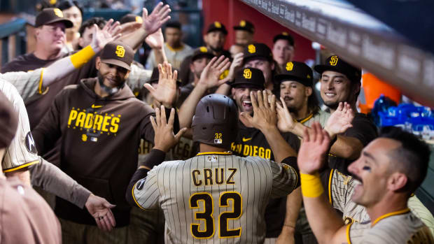 San Diego Padres dugout celebrates