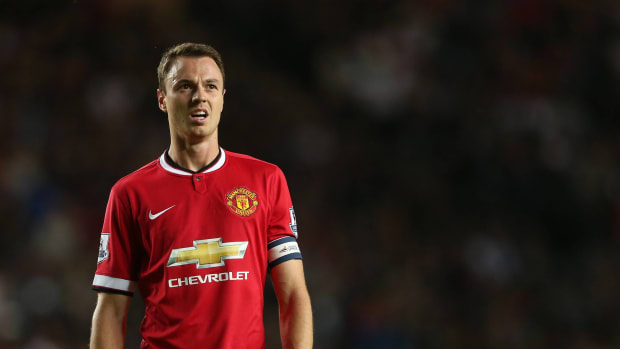 Jonny Evans pictured playing for Manchester United during the 2014/15 season