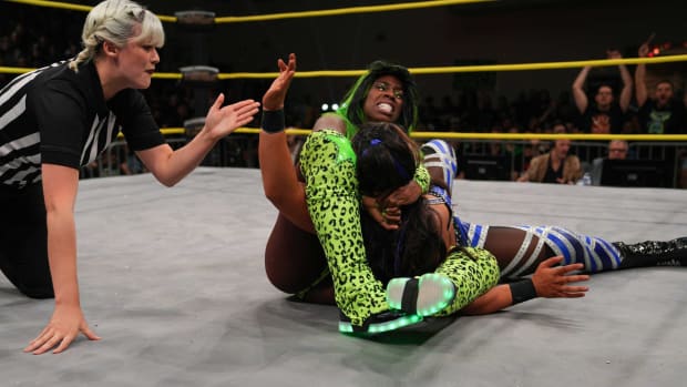 Trinity puts Deonna Purrazzo in a submission hold