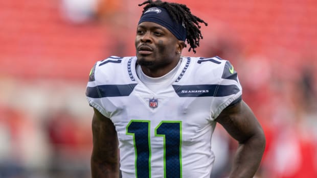 September 18, 2022; Santa Clara, California, USA; Seattle Seahawks wide receiver Marquise Goodwin (11) after the game against the San Francisco 49ers at Levi’s Stadium. Mandatory Credit: Kyle Terada-USA TODAY Sports