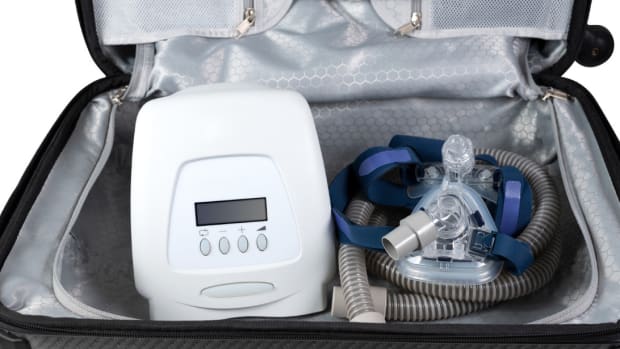 A portable oxygen concentrator in a suitcase