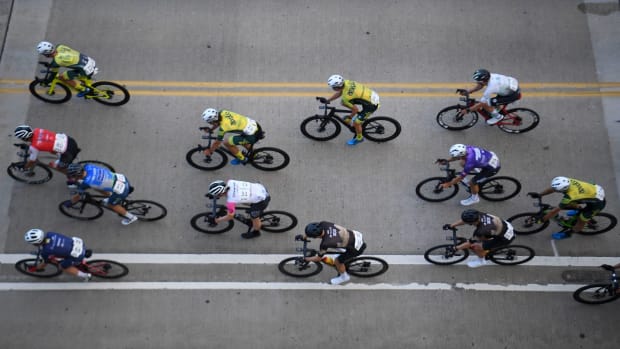 Cyclists compete in the USA Cycling Men's Elite Criterium Championship in Knoxville.