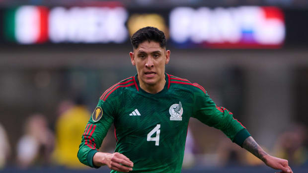 Edson Alvarez pictured playing for Mexico in the 2023 CONCACAF Gold Cup final