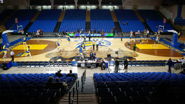 General view of San Jose State’s basketball court in 2017 before its 2022 update.