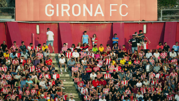 A general view of fans at Girona's Montilivi Stadium in June 2022