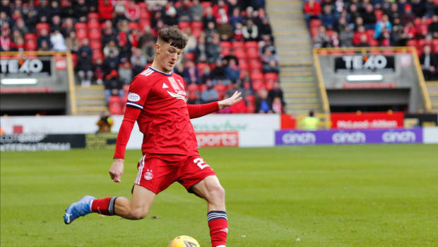 Calvin Ramsay pictured in action for Aberdeen during the 2021/22 season