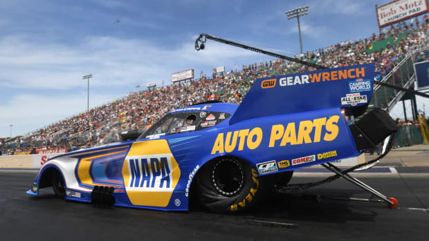 Ron Capps is shooting for his second straight win in Sunday's final eliminations of the NHRA Summit Racing Equipment Nationals in Norwalk, Ohio. Photo courtesy NHRA.