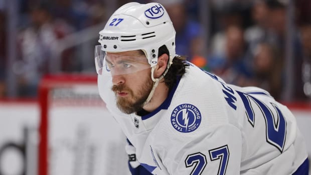 Lightning defenseman Ryan McDonagh during a Stanley Cup Finals game.