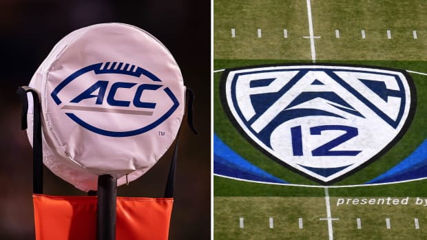 ACC and Pac-12 logos at football games