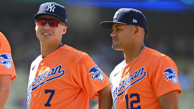 New York Yankees prospects Jasson Dominguez and Anthony Volpe at Futures Game