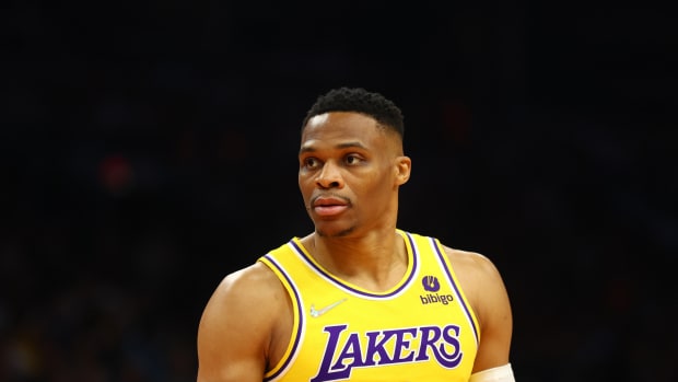 Los Angeles Lakers guard Russell Westbrook against the Phoenix Suns at Footprint Center.