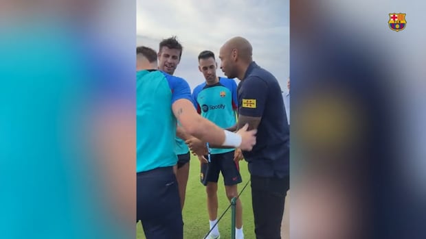 Thierry Henry's visit at FC Barcelona training