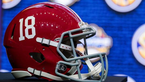 Alabama helmet at 2022 SEC Media Days