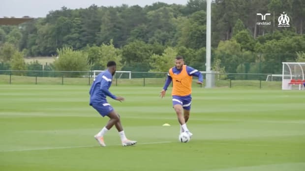 Olympique de Marseille's first training session at St George’s Park