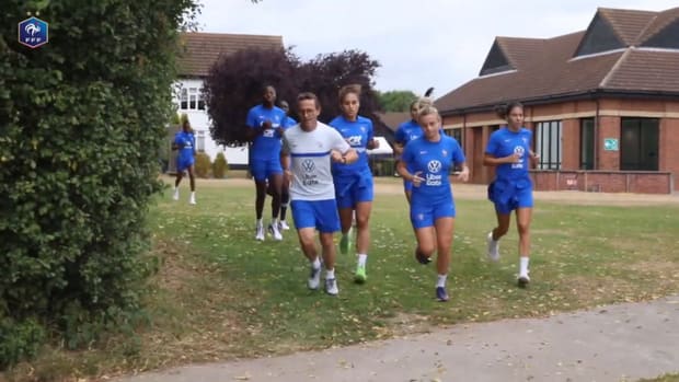 Les Bleues' training session after qualifying for Euro semi-finals