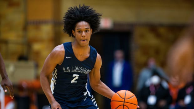 La Lumiere's Aden Holloway during the LaLumiere vs. Legacy Early College NIBC Tournament basketball game Thursday, Jan. 6, 2021 at the LaPorte Civic Auditorium. La Lumiere Vs Legacy Early College