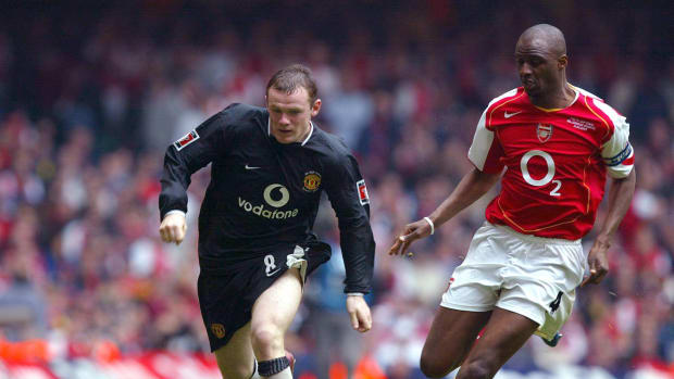 Wayne Rooney (left) and Patrick Vieira pictured during the 2005 FA Cup final