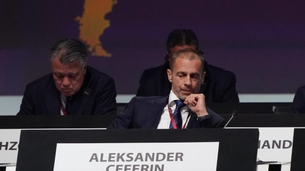 UEFA president Aleksander Ceferin pictured at FIFA's 72nd congress in Doha in March 2022