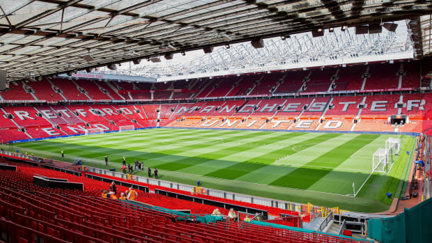 A general view from inside Old Trafford before Manchester United's game against Norwich City in April 2022