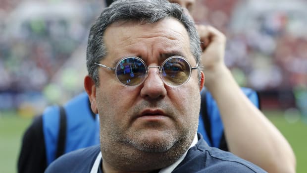 Soccer agent Mino Raiola pictured at the FIFA World Cup in 2018