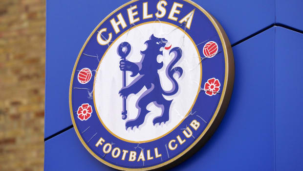 The Chelsea emblem pictured outside Stamford Bridge in 2022