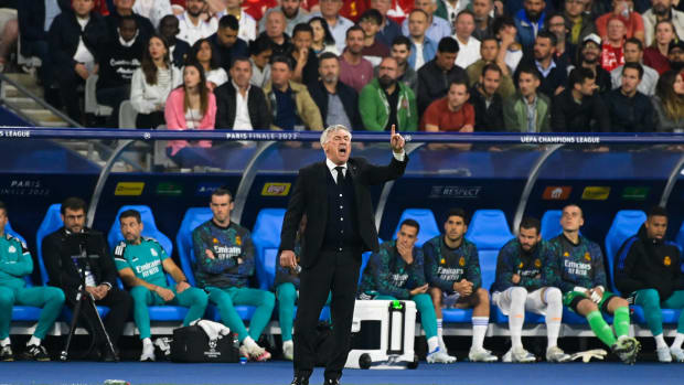 Real Madrid manager Carlo Ancelotti pictured on the touchline during the 2022 Champions League final
