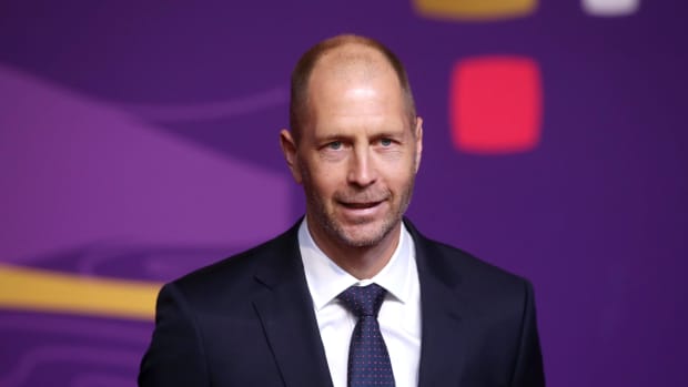 USMNT head coach Gregg Berhalter pictured in Qatar at the draw ceremony ahead of the 2022 FIFA World Cup