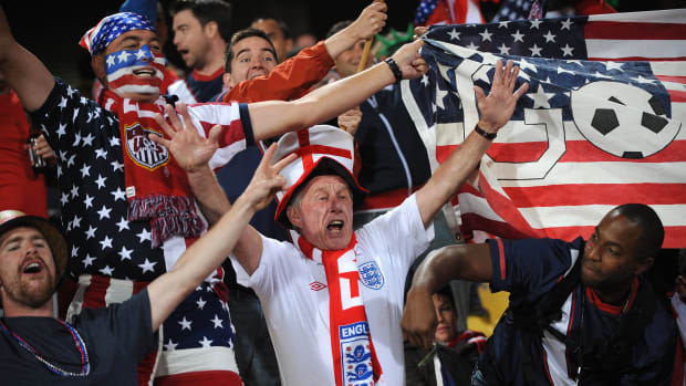 Fans of England and the USMNT pictured together during a 1-1 draw at the 2010 FIFA World Cup in South Africa