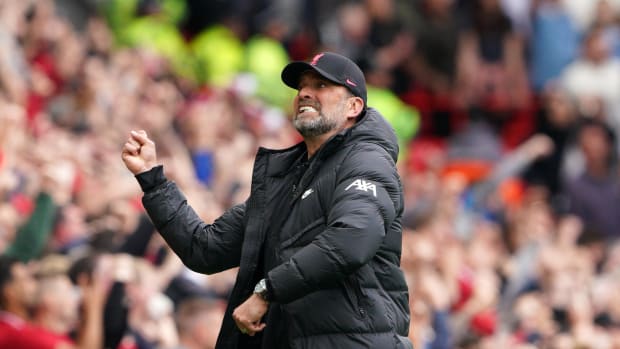 Jurgen Klopp pictured during Liverpool's final game of the 2021/22 Premier League season - a 3-1 win over Wolves