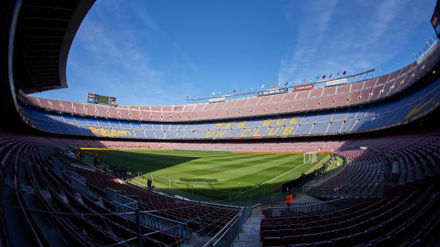 A general view of the Nou Camp ahead of Barcelona vs Atletico Madrid in February 2022