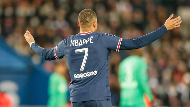 Kylian Mbappe pictured during PSG's win over Saint-Etienne in February 2022