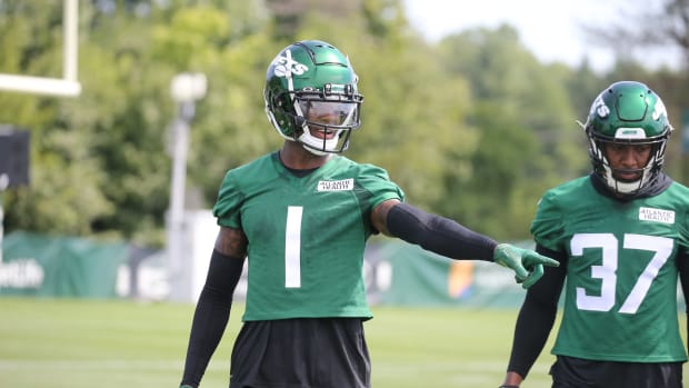 Cornerback, Sauce Gardner during the opening day of the 2022 New York Jets Training Camp in Florham Park, NJ on July 27, 2022. Opening Of The 2022 New York Jets Training Camp In Florham Park Nj On July 27 2022