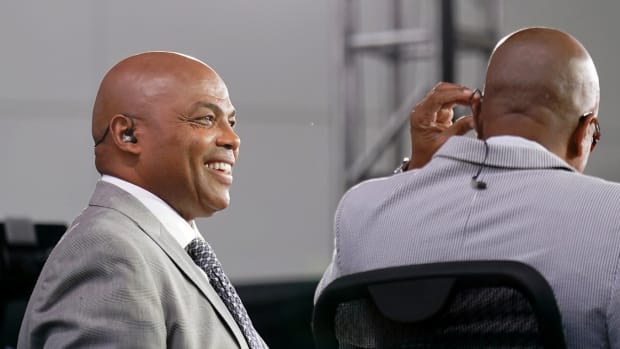 May 26, 2022; San Francisco, California, USA; TNT analyst Charles Barkley during the TNT NBA Tip-Off pregame show before game five of the 2022 western conference finals outside of Chase Center. Mandatory Credit: Cary Edmondson-USA TODAY Sports