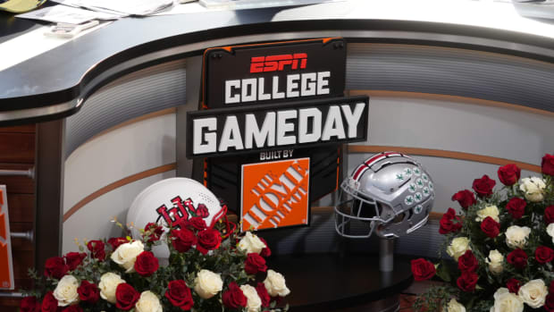 ESPN College Gameday set during the 2022 Rose Bowl.