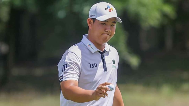 Joohyung Kim is pictured on Saturday at the 2022 Wyndham Championship.