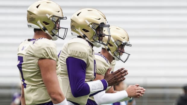 Sam Huard, Michael Penix Jr. and Dylan Morris have a week to go in their quarterback competition.