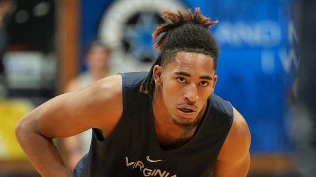 Armaan Franklin during the Virginia men's basketball exhibition tour in Italy.